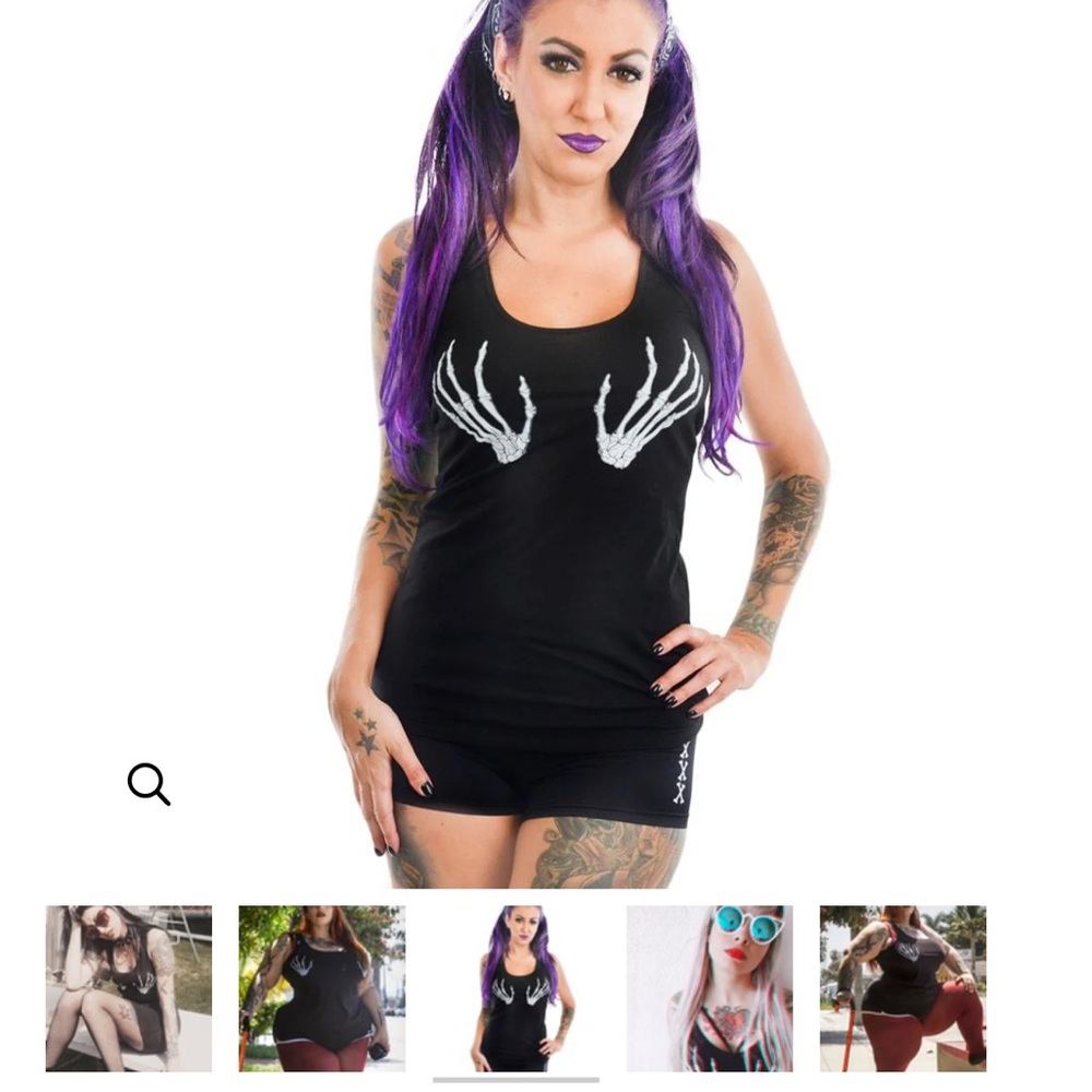 Too Fast Skeleton Hands Tank Top Goth Punk Grunge Graphic Black Alt Festival XL